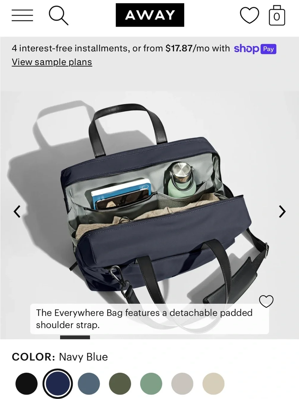 Away The Everywhere Bag in Navy EUC - Picture 1 of 13